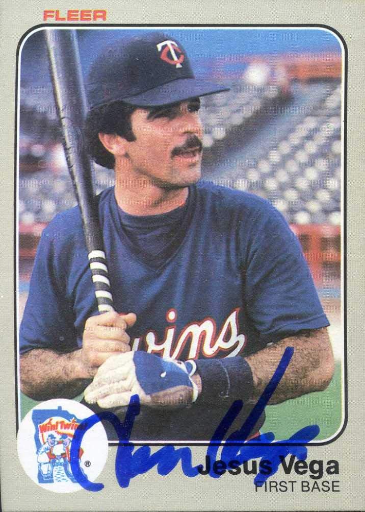 Jesus Vega Autographed/Original SIGNED 1983 Fleer card (#624) Baseball Card Minnesota Twins - Tough Signature Obtained In-person -COA