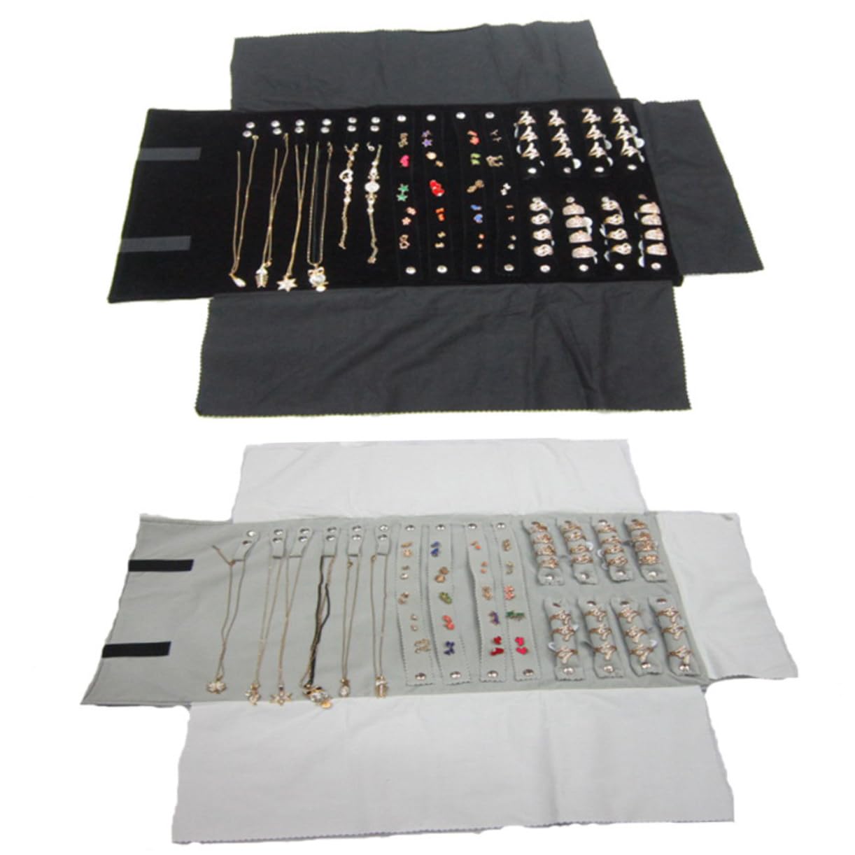 KESYOO Roll Luxury Jewelry Roll Bag Organizer for Earrings Rings Necklaces Travel Friendly Design present for Jewelry Lovers Black