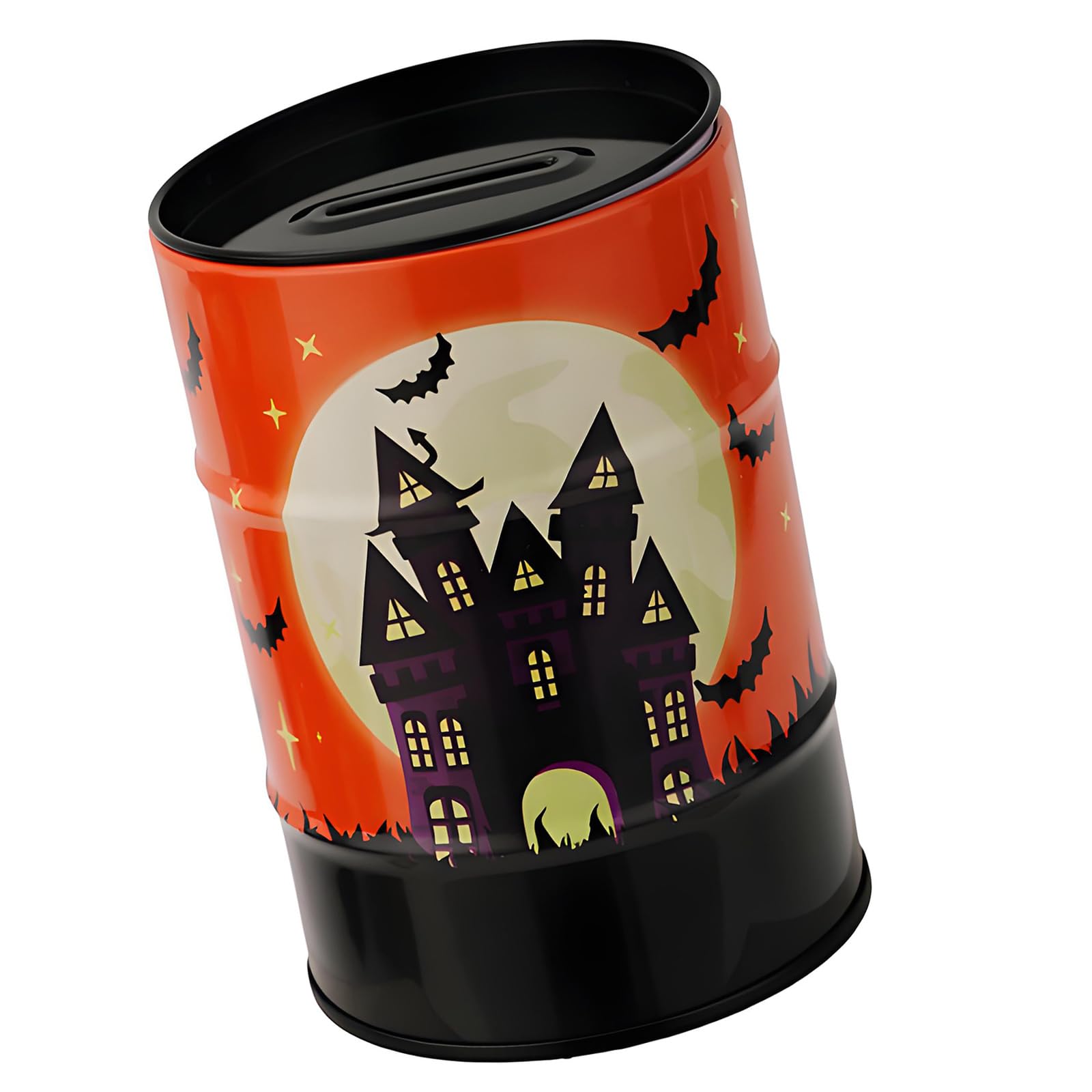 APGLSXY Halloween Themed Metal Money Box with Pumpkin Specter Design Craft Storage Tin for Desk Decor and Coin Storage Recyclable Halloween Decor