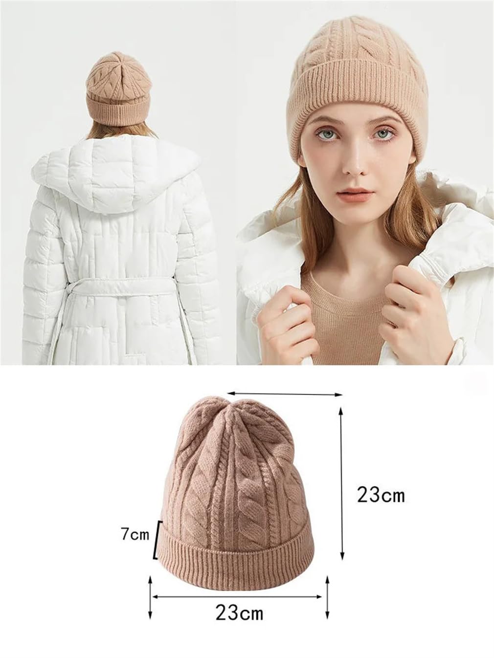 Berretto Invernale Lavorato A Maglia per Donna, Morbidi E Caldi, Unisex, in Lana,Navy-One Size