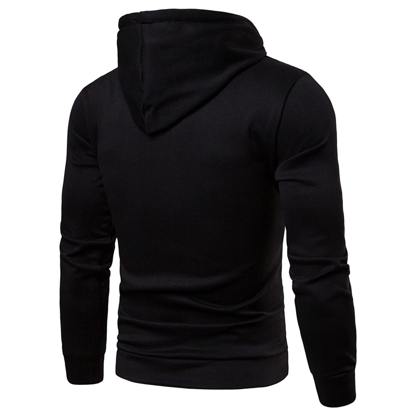Maiyifu-GJ Men's Casual Solid Pullover Hoodies Long Sleeves Gym Hooded Sweatshirt Lightweight Drawstring Athletic Hoodie (Black,3X-Large)