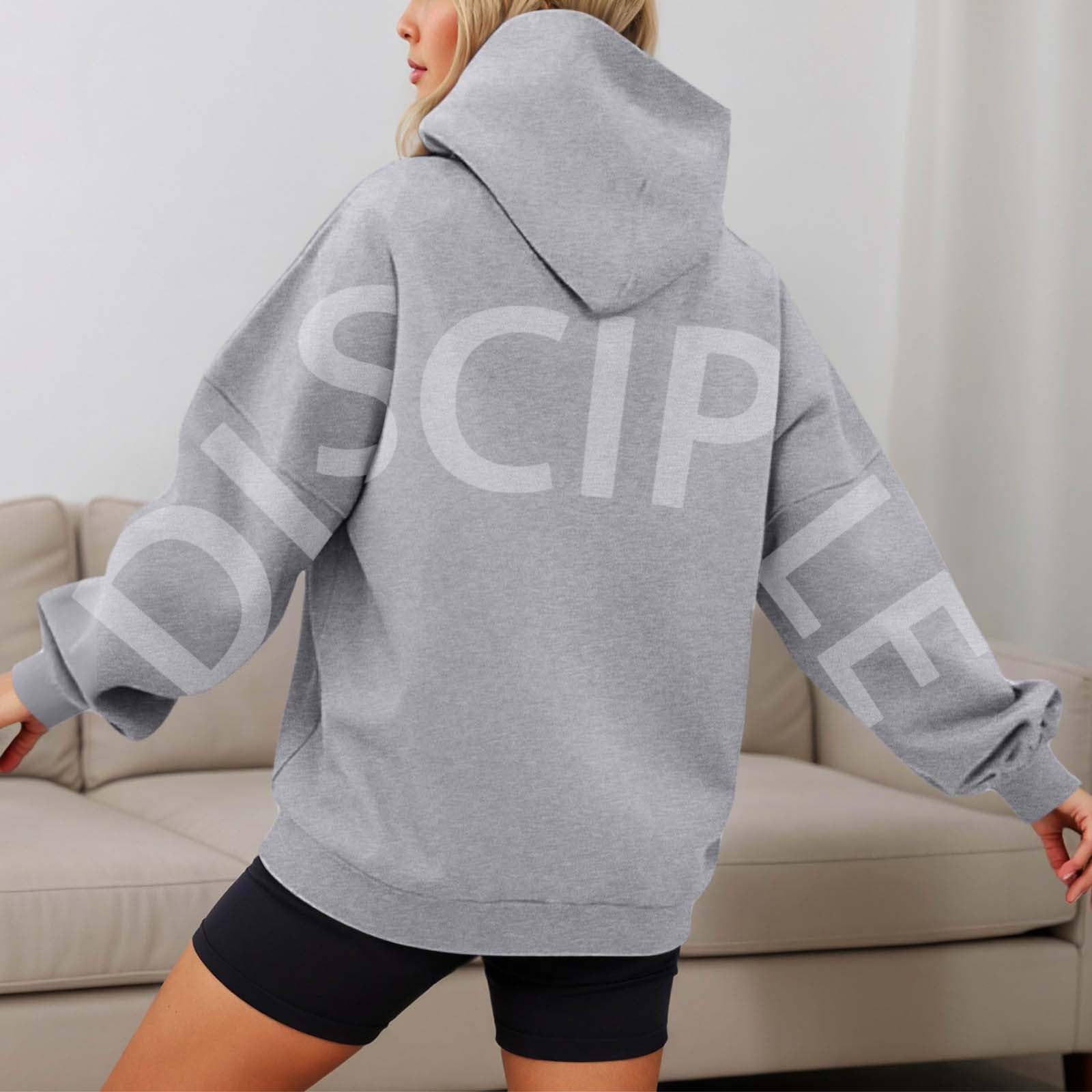 Generico Felpa Donna con Cappuccio Felpa Leggera Casual Pullover con Coulisse Taglie Forti Pullover con Stampa Spessa Felpe da Autunno a Maniche Lunghe Moda Felpe per Fitness Jogging Classica