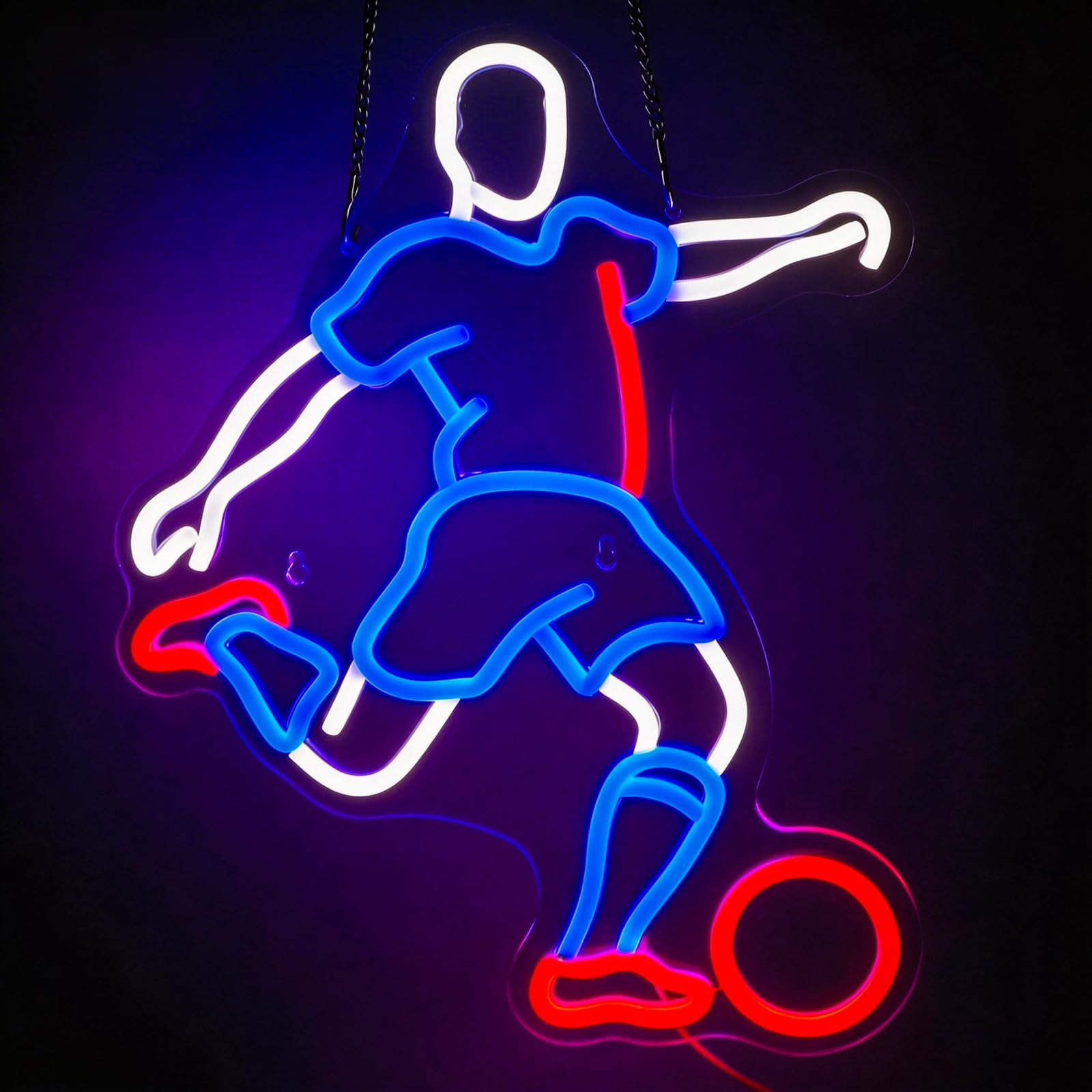 Enseigne Lumineuse Néon Football LED Joueur Déco Murale Chambre Garçon et Cave à Homme