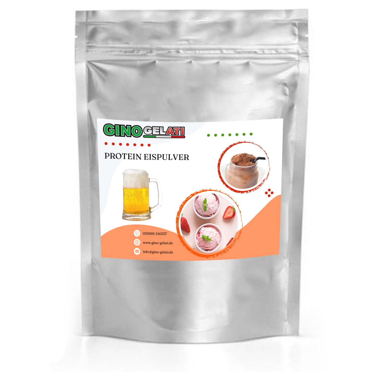 Gino Gelati Proteineis Pulver mit verschiedenen alkoholgeschmäckern, intensiver Geschmack, Made in Germany, alkoholfrei, schnelle und einfache Zubereitung (100 Kg, Bier)