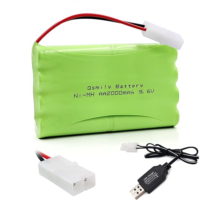 Buy Qsmily® 9.6V RC Battery Pack, 2000mAh AA Rechargeable NiMH Battery