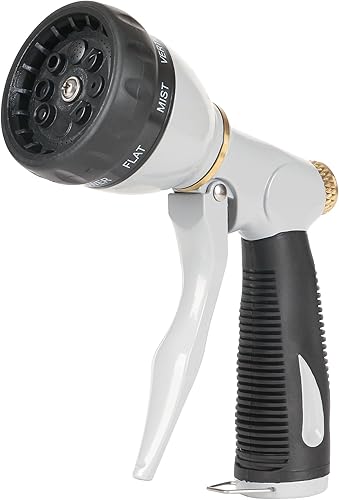 Miniatura 7 de STYDDI Boquilla de manguera de jardín resistente de 8 patrones, rociador de boquilla de manguera de agua de metal, boquilla de manguera de torreta