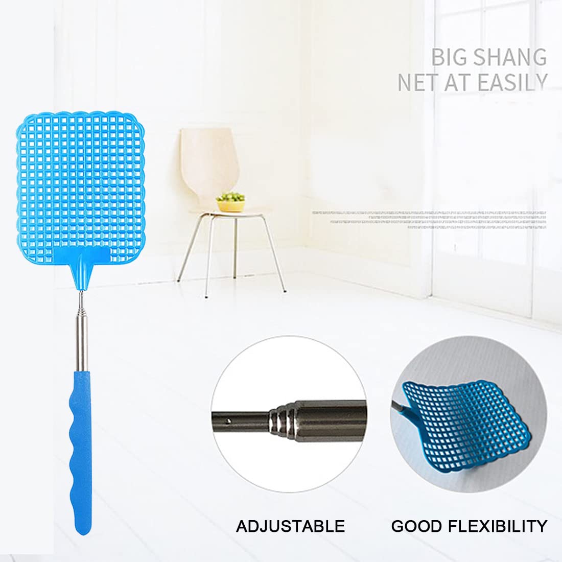 3 Pièces Tapette à Mouches Manuelle Extensible en Plastique Prévenir Pest Durable Moustique Outil en Acier Inoxydable (Multicolore A)