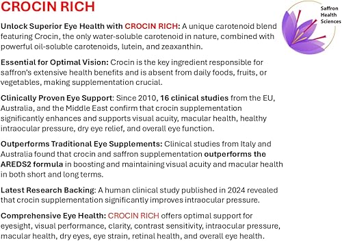 Miniatura 3 de Crocin Rich - 7.5 mg de Crocina (activo de azafrán clave) + suplemento para los ojos de luteína y zeaxantina, 60 tabletas - Soporte visual y macular