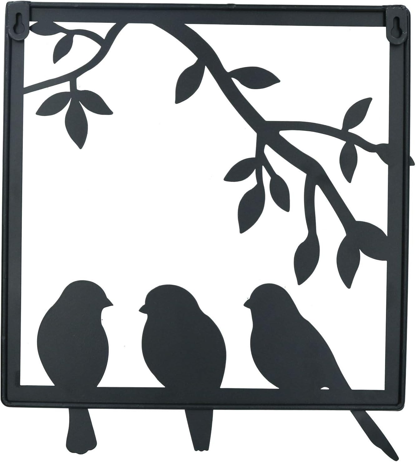 3 Birds on Wire Branch Wall Art Metal Frame Silhouette Garden Home Decoration