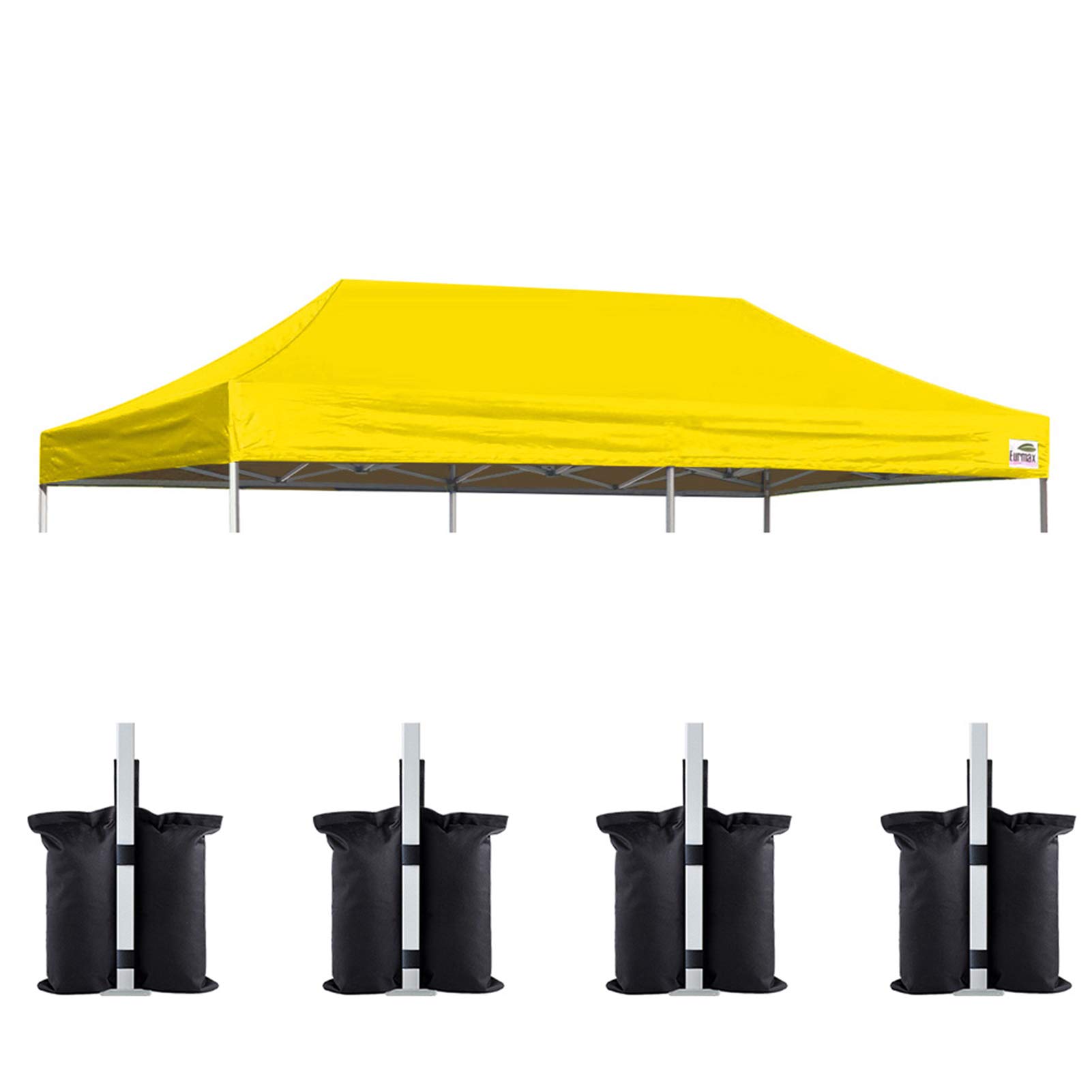 Eurmax USA 10x20 Pop Up Canopy Replacement Top,Universal Instant Canopy Cover ONLY,Heavy Duty UPF 50+ UV Protection,Water &amp; Wind Resistant Tarp,30+ Colors Available,Bonus 4 Sand Bags (Yellow)