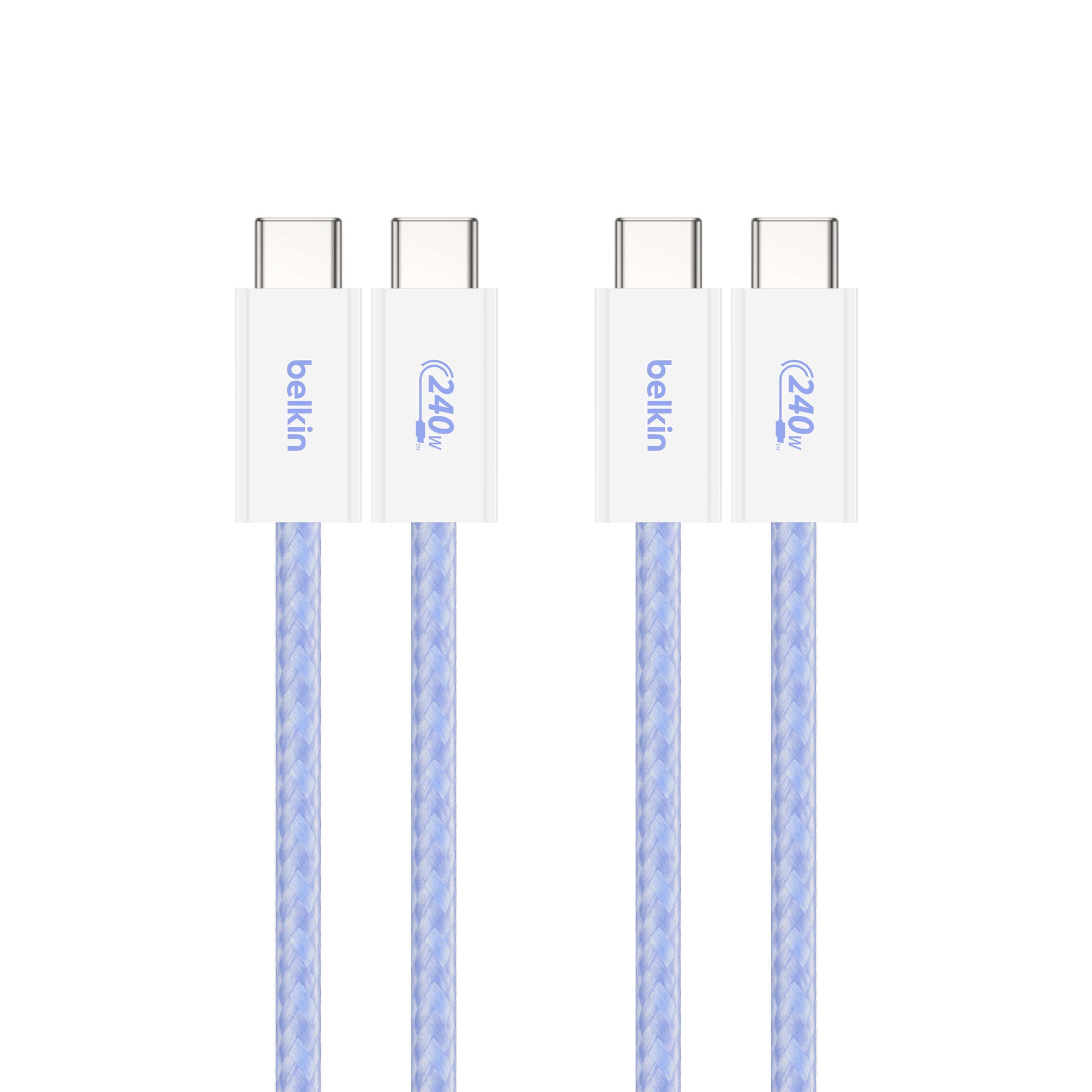Belkin Braided USB-C to USB-C Cable - Pack of 2 | 240W | PD Compatible | iPhone 15/16/iPad/MacBook/Various Windows, Galaxy, Pixel | 1.5M | Blue