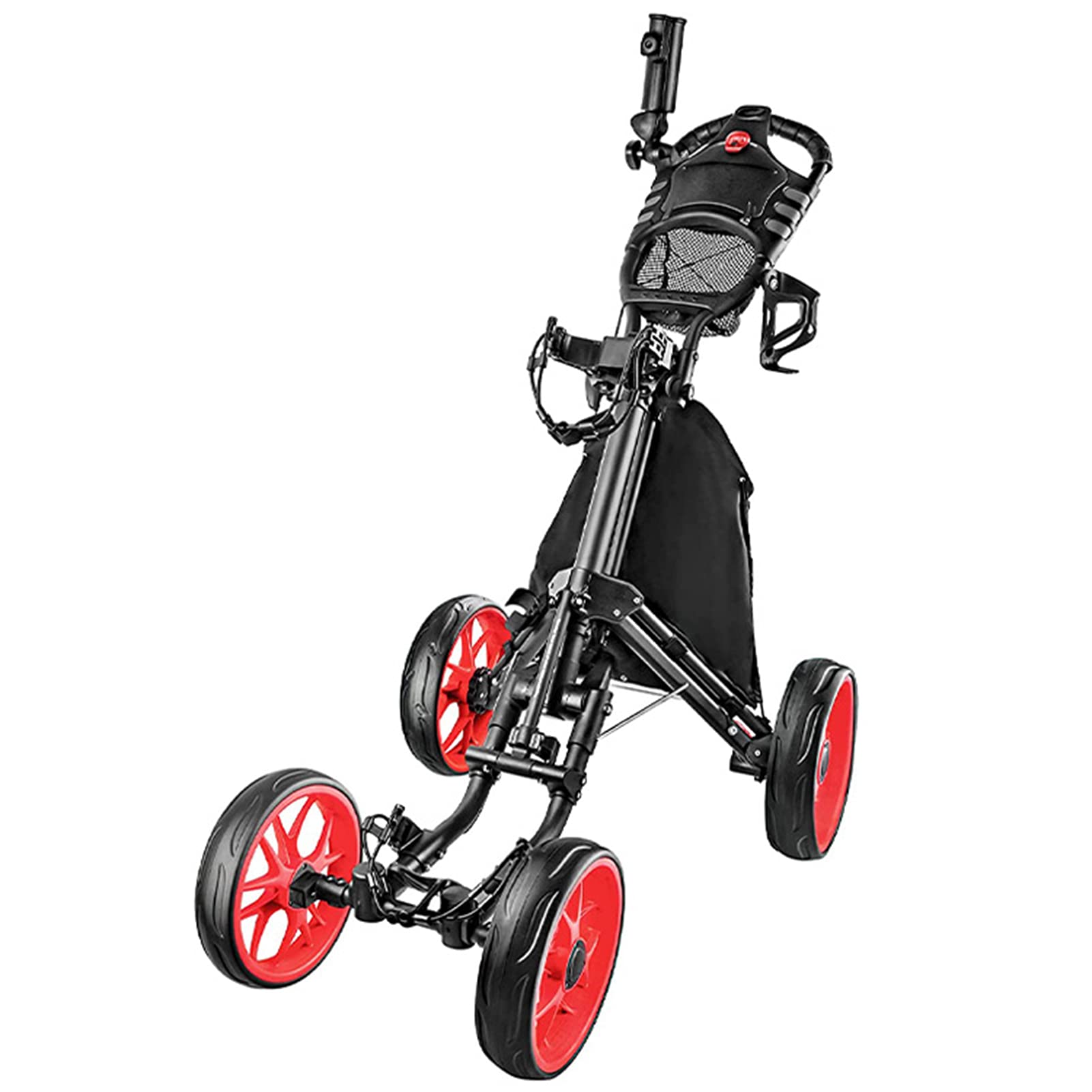Buy Golf Trolley 4 Wheels Push Pull Golf Cart, Foldable Quick Open Golf