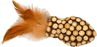 JACK AND VANILLA, Juguete Interactivo para Gato en Forma de pez con Pluma, estimulando el Instinto de Caza, en Matatabi Natural, 9 cm, Color marrón, Modelo Herbals