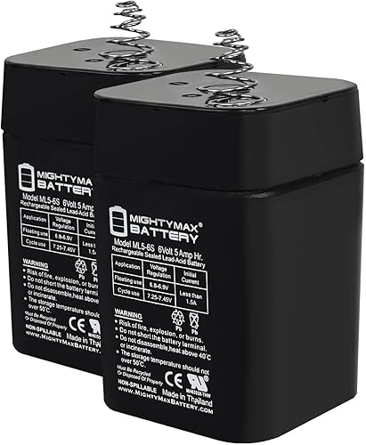 Mighty Max Battery ML5-6S -6 voltios 5 AH, terminal de resorte S2, recargable, paquete de 2