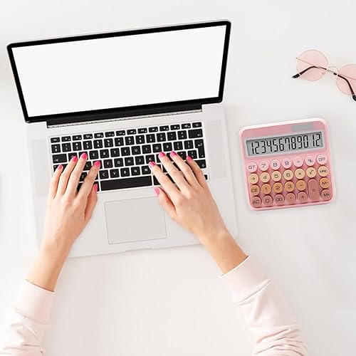 Miniatura 4 de Calculadora de botón grande con pantalla LCD grande, accesorio de escritorio de oficina rosa para oficinas, escuelas, hogares y negocios