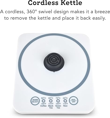 Miniatura 7 de Tribest GKD-450 - Hervidor de agua caliente, caldera de agua eléctrica y calentador de agua con tetera de cristal, 110 V, color blanco