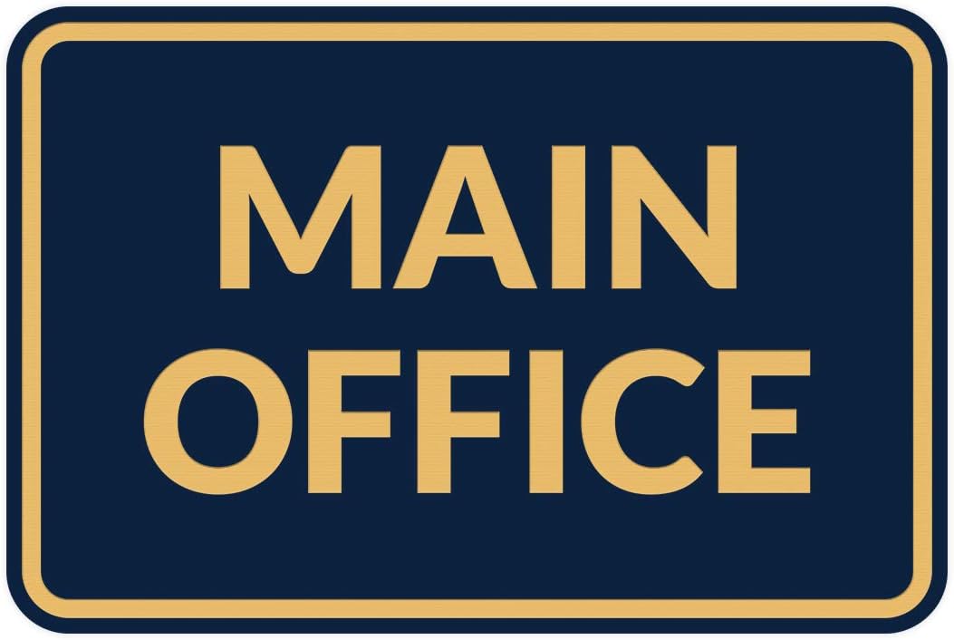 Signs ByLITA Classic Framed Main Office Sign (Navy Blue/Gold) - Small