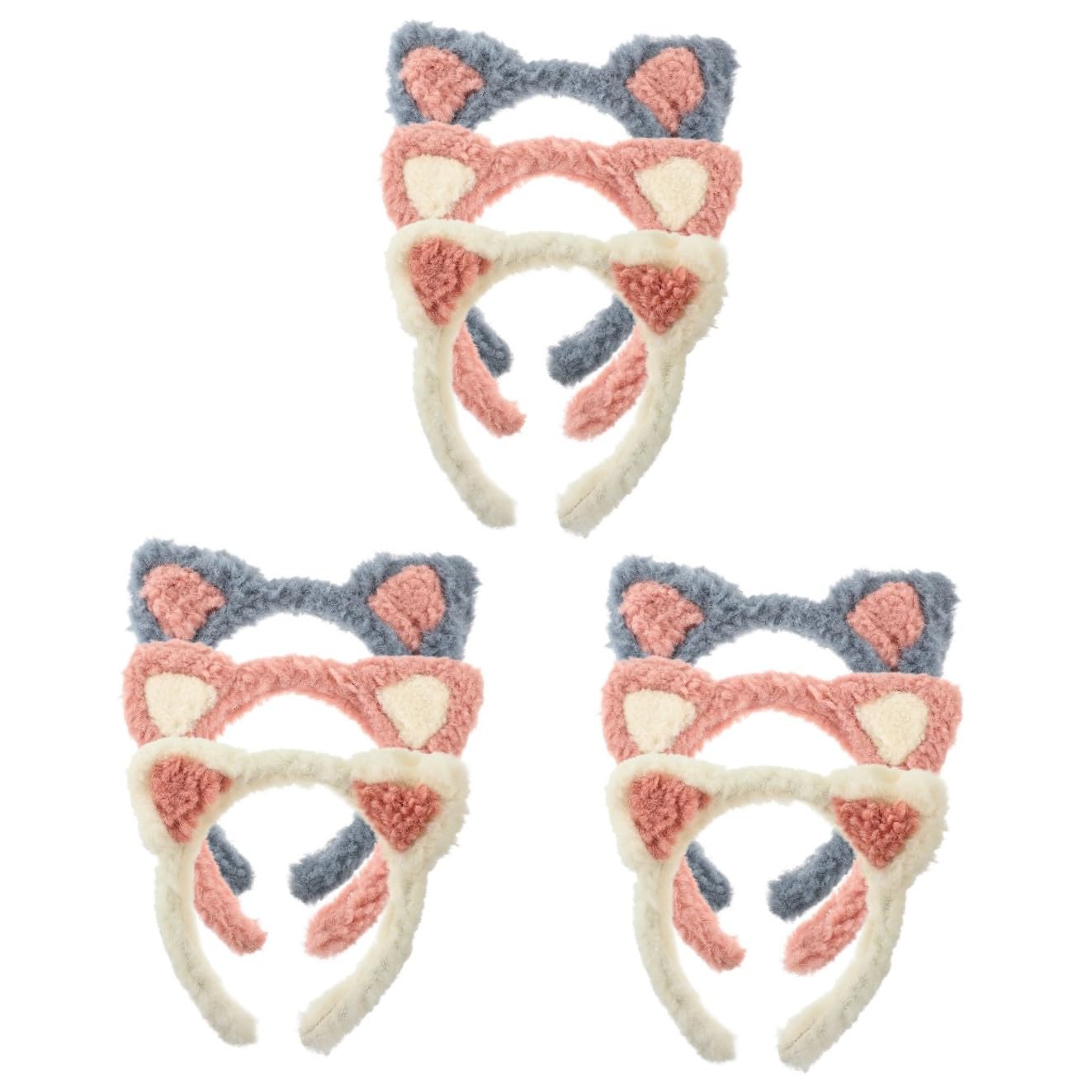 minkissy 9pezzi Fasce Per Trucco Con Orecchie Di Gatto Headband Per Skincare e Lavaggio Viso Per Donne Morbido e Divertente Per Spa e Bellezza