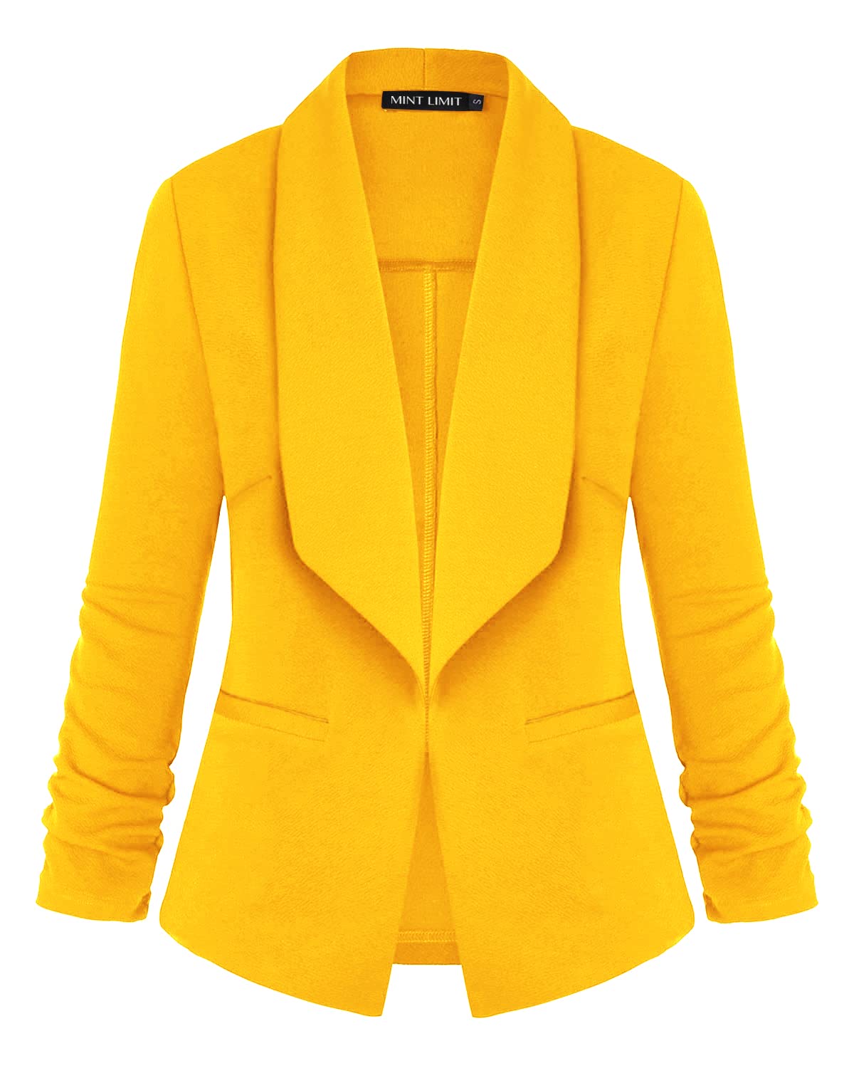 Unifizz Womens Casual Blazer Pockets Open Front Cardigan Work Office Jacket 3 4 Sleeve