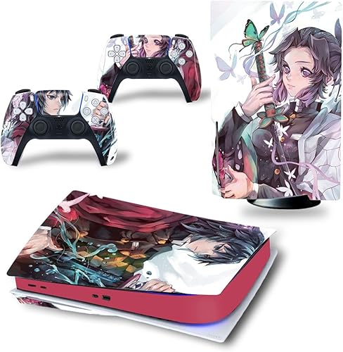 Vinilo Skin Sticker Cover para PS5 Disc Edition, Female Warrior PS5 Disk Console and Controllers Skin