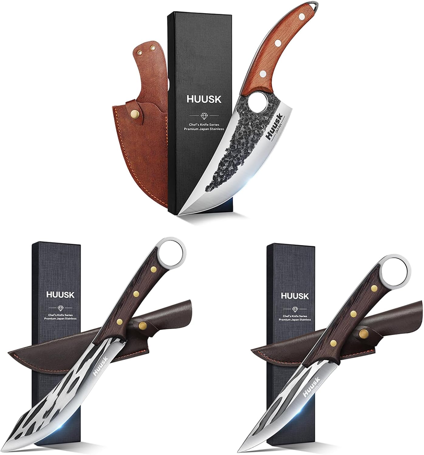 Huusk Japan Chef Knives Set Cleaver Knife for Meat