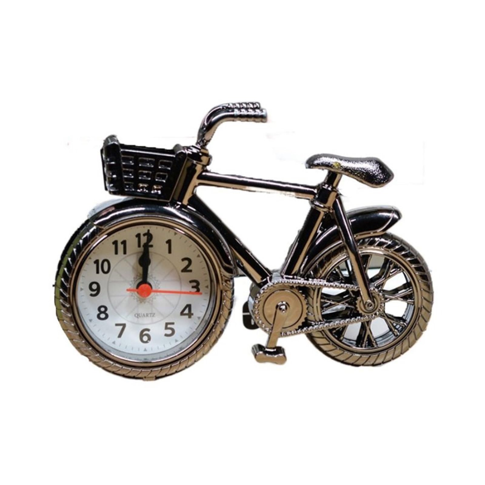 J9V4G6S3B5 Desk Clock Creative Bicycle Model Alarm Clock Retro DIY Crafts Stand Desk Decor Design Home Decoration analogue alarm clock(Black)