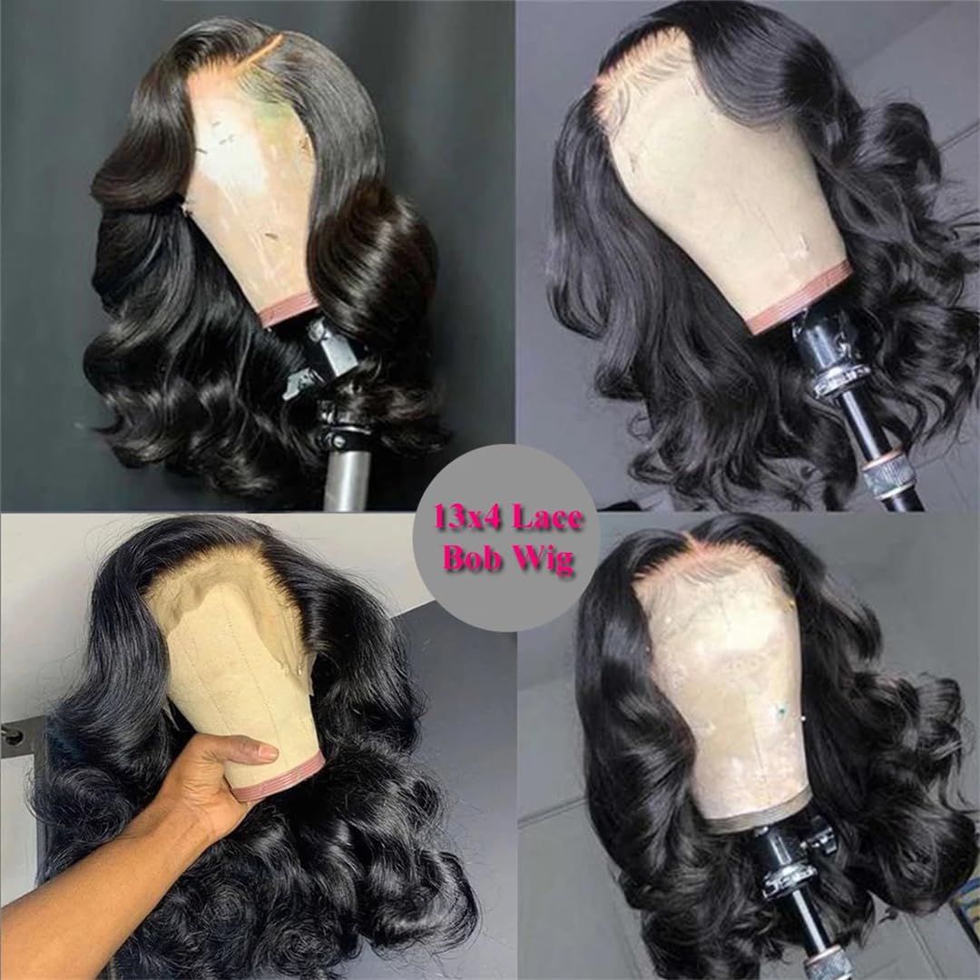 18 Inch Synthetic Bob Wig with HD Lace Front and Body Wave Layers tv.png main image 3