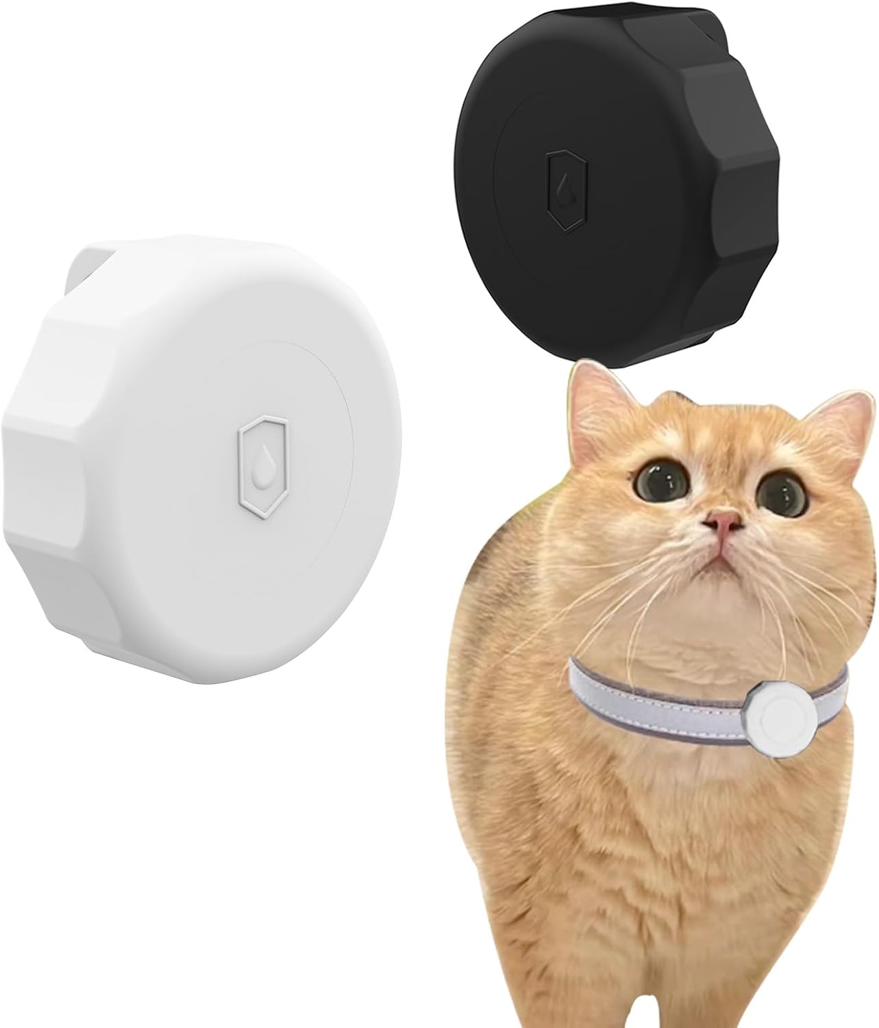 2 Pcs Waterproof Tracker Dog/Cat Collar Case for Apple GPS Tracker Whit Pets,Dog,Cat,Hidden Silicone Case Holder for Fits Most pet Collars Suitable for All Apple Tracker(Black&White)