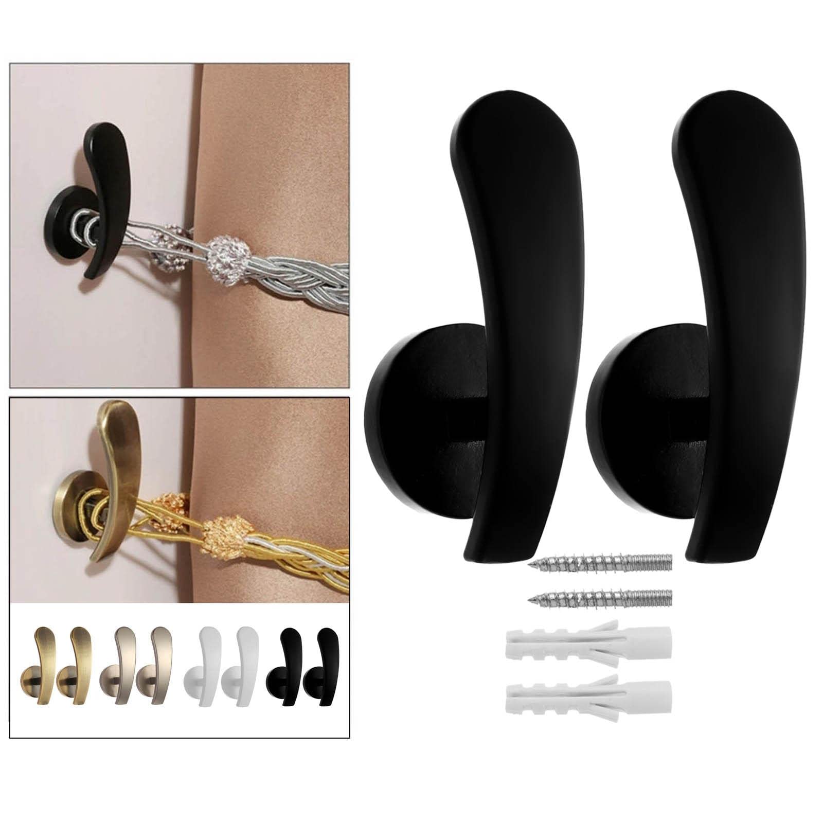 Garderobenständer mit Haken, Gardinenhalter, Wandmontage, Quastenhalter, für Gardinen oder zum Aufhängen von Hüten, Handtüchern und Wohnaccessoires
