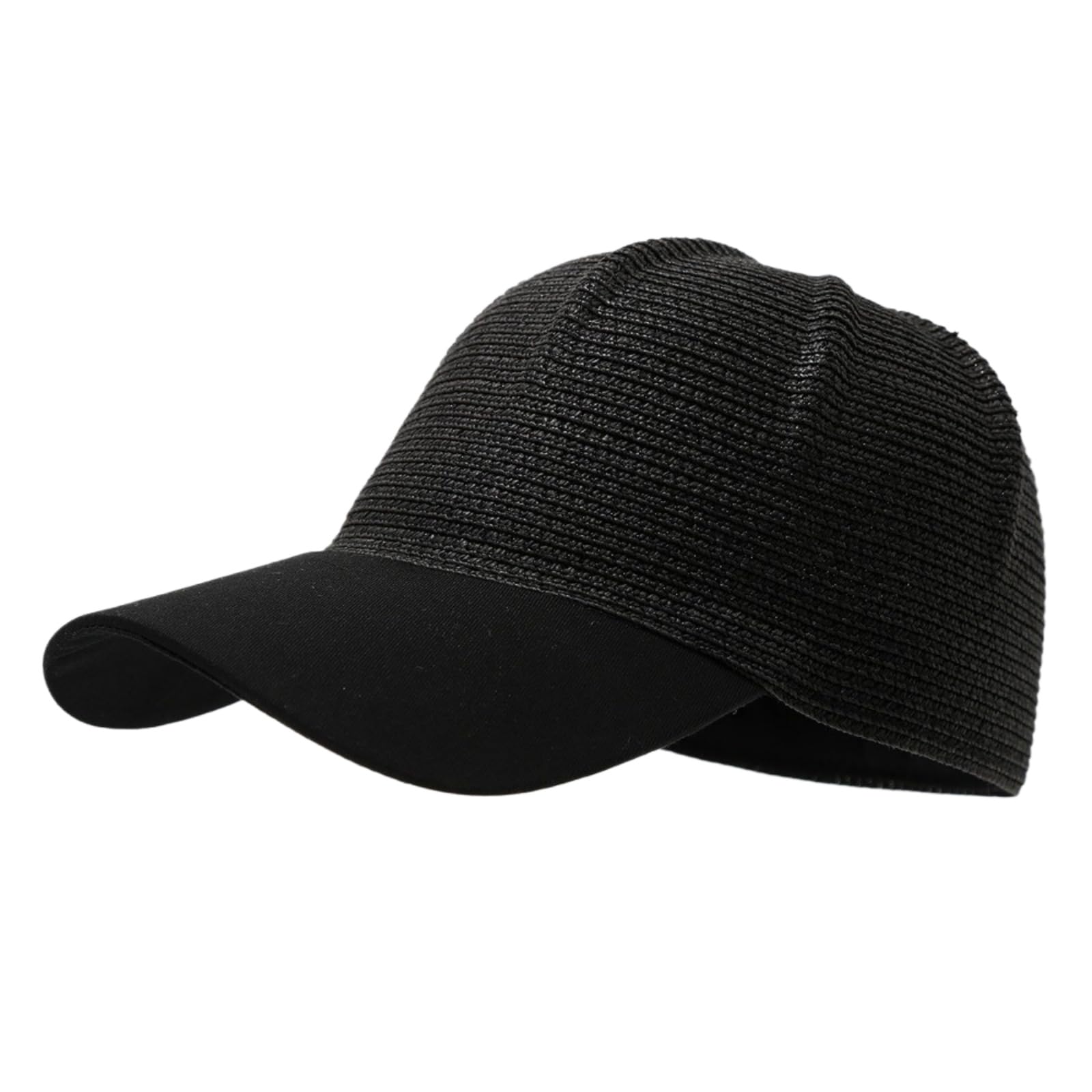 Cappellino da Baseball,Cappello Pescatore Cappello Sole Spiaggia Leggero per Donne, di Paglia Regolabile con Stile Casual della Moda attività All'aperto-Black 3