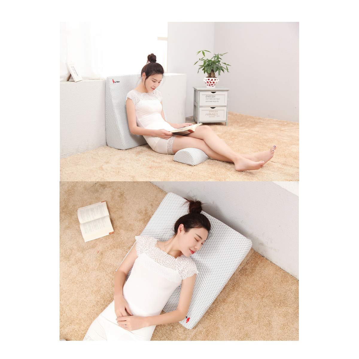 Orthopädisches Bett Keilkissen, Matratzenkeil gegen Nackenschmerzen, Kopfschmerzen, Migräne und Schlaflosigkeit für Bett/Couch/Sofa Bettkeil,Styleb