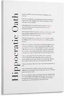 Literary Poster,Hippocratic Oath Art Poetry Poster Canvas Painting Posters And Prints Wall Art for Living Room Bedroom Decor 08x12inch(20x30cm) Frame-style