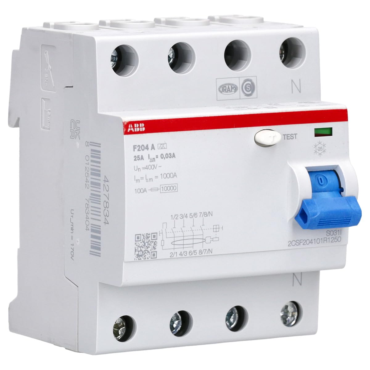 ABB RCCB 4-Pin 25A 0.03A 230/400V AC Enhanced Safety RCD