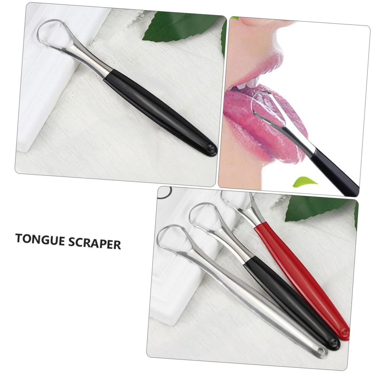 FRCOLOR 3 Set Raschietti Per Lingua Strumenti Per Orale Inossidabile Leggeri E Facili Portare Per Uso 4 Pezzi * 3