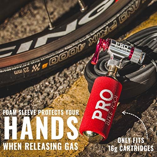 PRO BIKE TOOL CO2 Inflator - Quick & Easy - Presta and Schrader Valve Compatible - Bicycle Tire Pump for Road and Mountain Bikes - Insulated Sleeve - No CO2 Cartridges Included