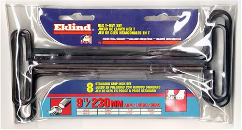 Miniatura 2 de EKLIND 33198 Std Grip Hex T-Key Allen - Juego de 8 piezas SAE pulgadas tamaños 3/32-1/4 serie 9 pulgadas