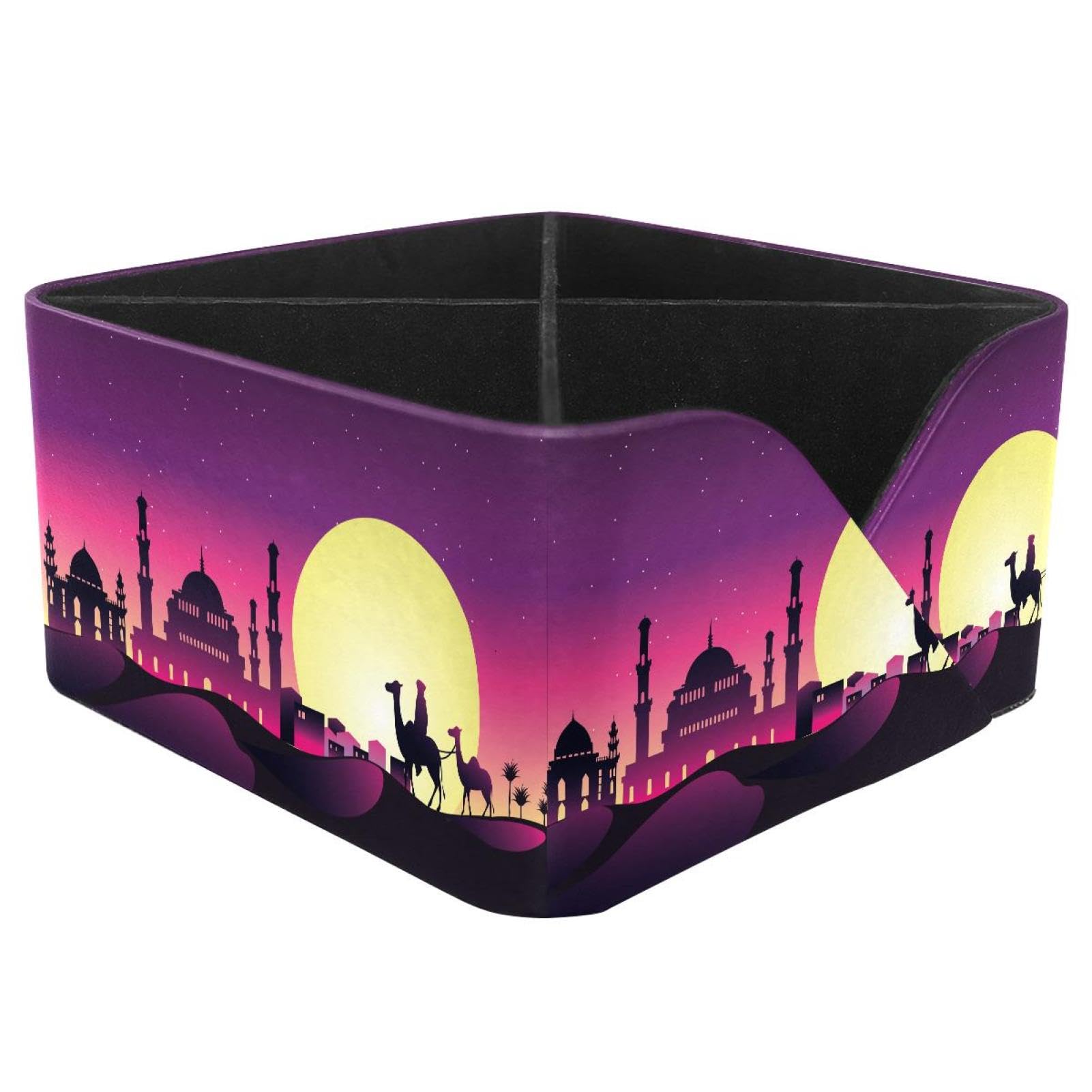 KengjuTesu Camel and Castle Desktop Organizer Pen Holder, Rectangular Pencil Cup for Office, Study and Makeup Stations