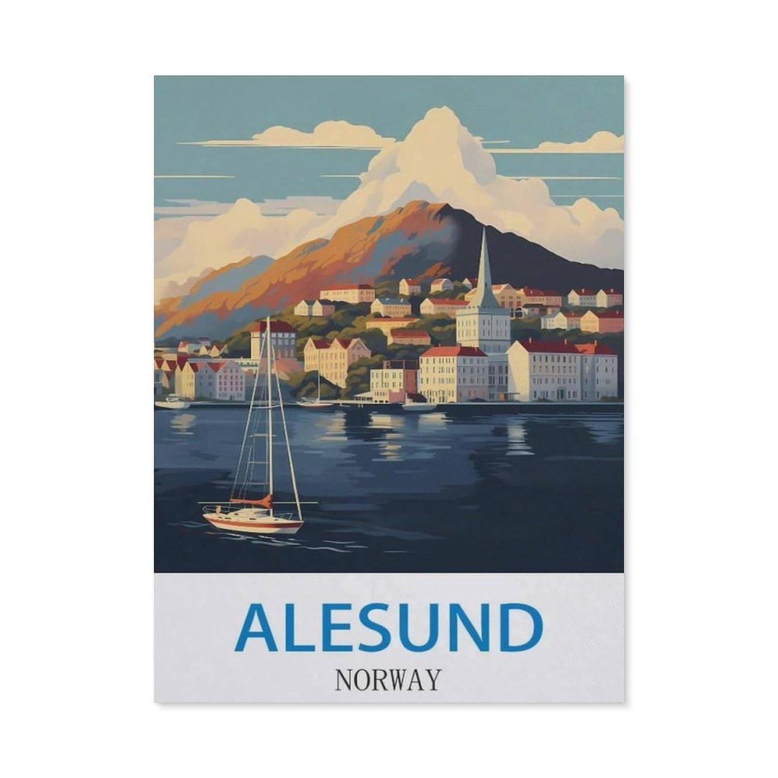 Alesund Norway，Tin Sign Vintage Wall Poster Retro Iron Painting Metal Plaque Sheet for Bar Cafe Garage Home Gift Birthday Wedding(30x40cm）12x16 inch-ED81