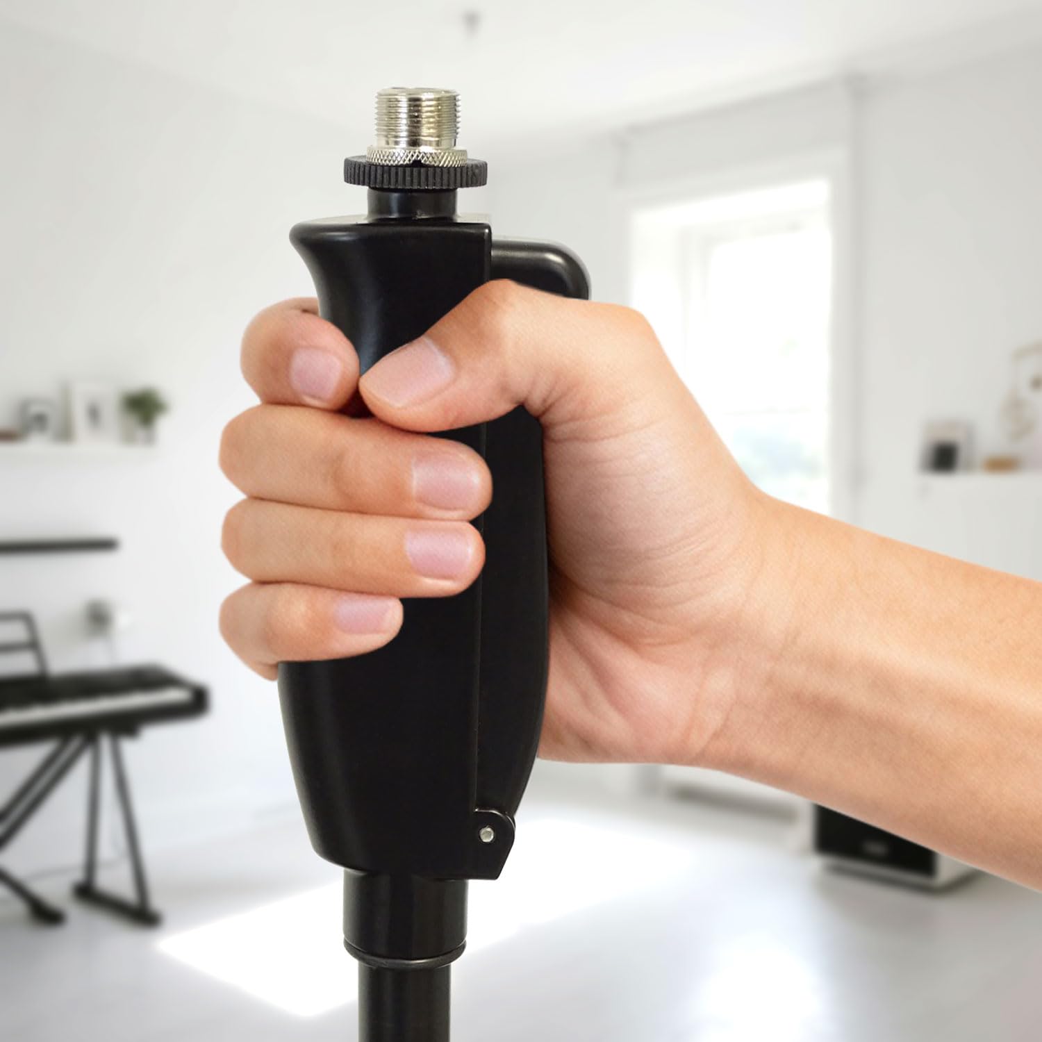 keepdrum MS124 Mikrofonständer Einhand-Stativ mit Galgen