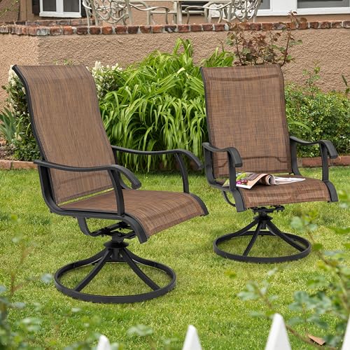 NUU GARDEN Swivel Patio Sling Chairs Set of 2
