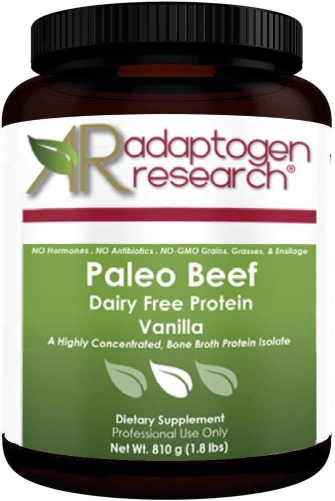 Adaptogen Research Paleo Beef Protein Powder | Vanilla Pure Grass-Fed Beef Collagen Peptides | 21Grams HydroBEEF Protein with Collagen | 30 Serving 810 Grams (1.8 LBS)