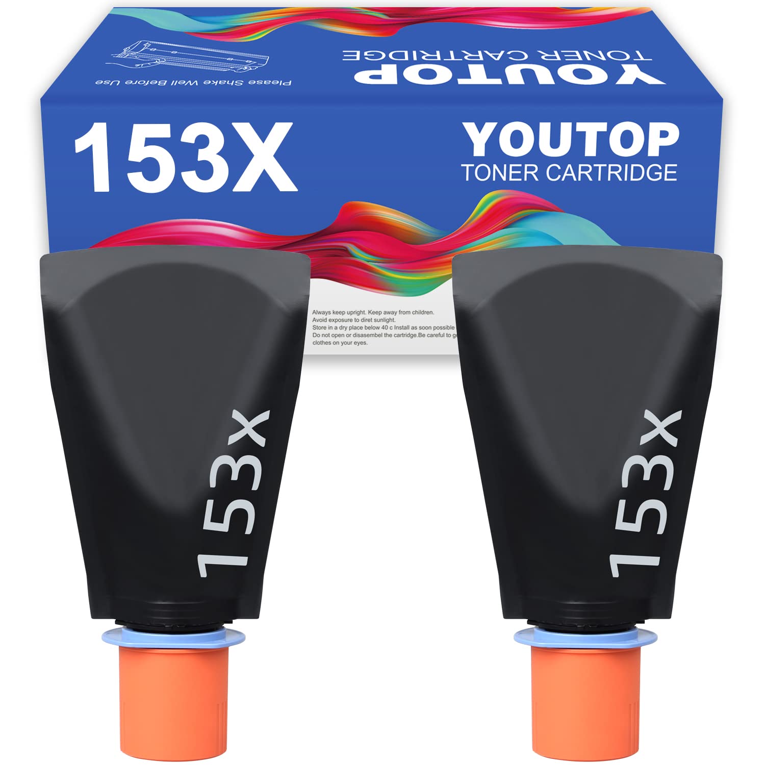 YOUTOP 2PK 153X (W1530X) High Yield Black Toner Reload kit Compatible for Tank 2504dw 2506dw MFP 2604sdw 2606sdn