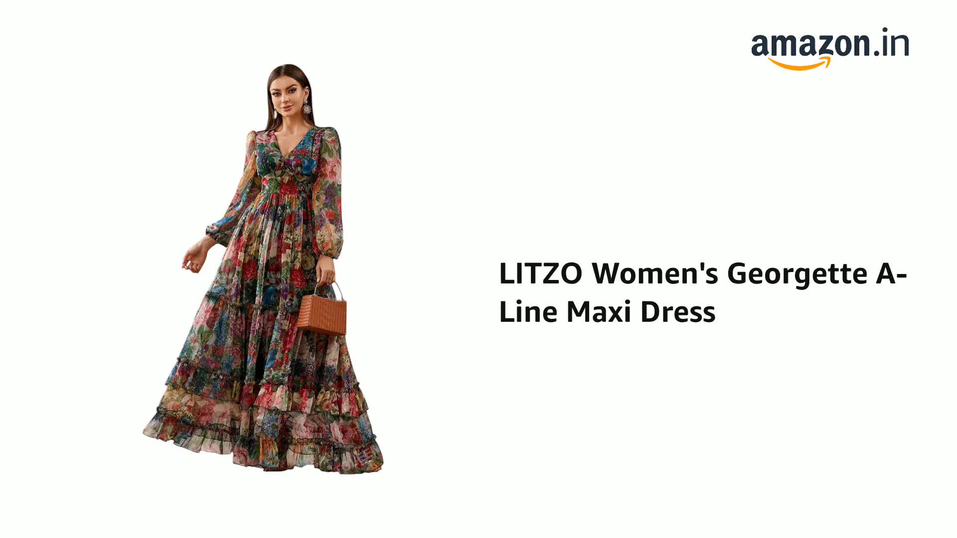 Watch LITZO Women's Georgette A-Line Maxi Dress on Amazon Live