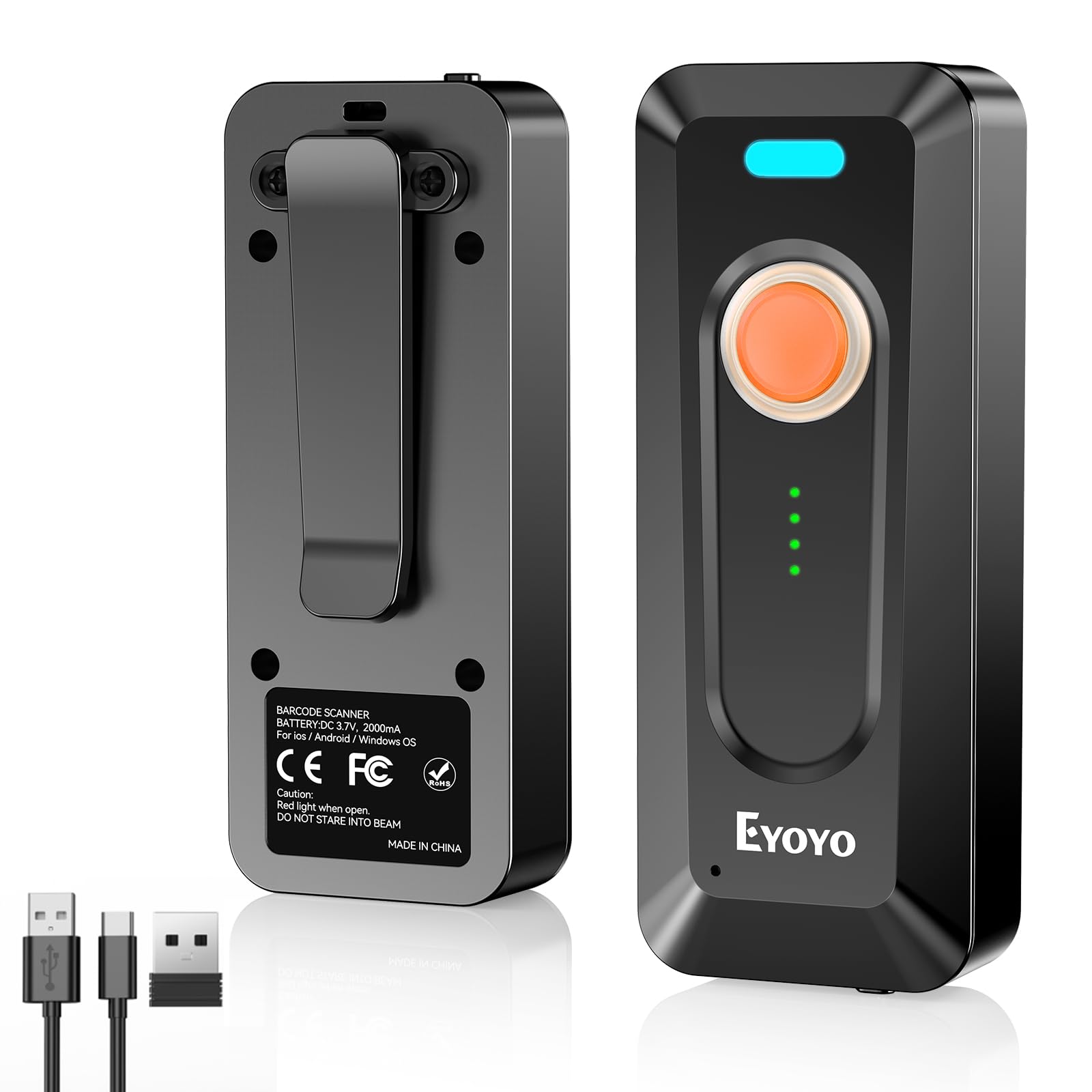 Eyoyo Portable Mini 2D&amp;1D QR Bluetooth Barcode Scanner Wireless with Clip