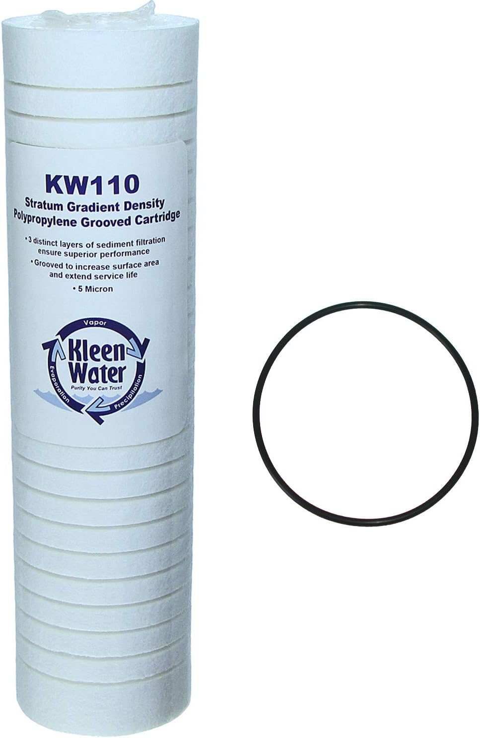 KleenWater Oring and Replacement Water Filter Cartridge Set Compatible with Aqua