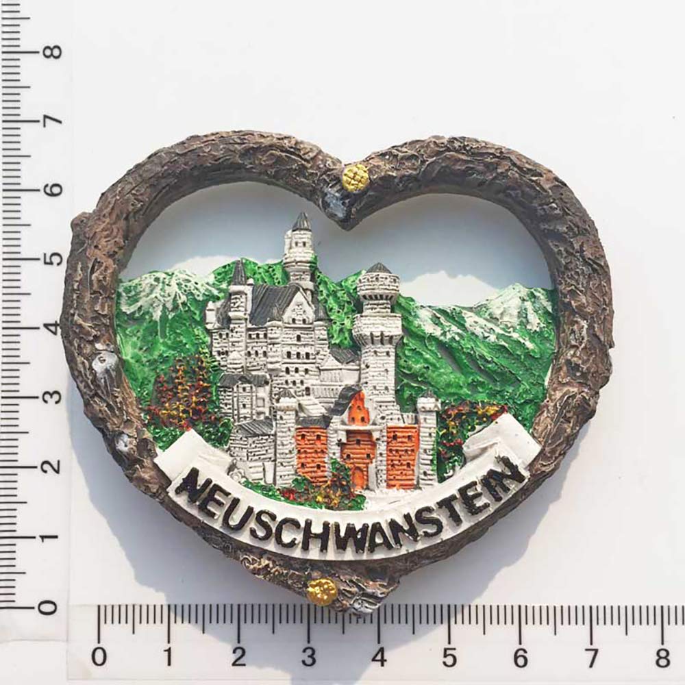 Magnete Frigorifero 3D A Forma Di Cuore - Castello Di Neuschwanstein, Baviera - Souvenir Di Viaggio In Resina - 6