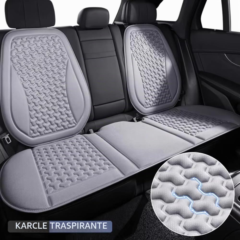 Coprisedile Auto Estivo 3D Traspirante in Seta di Ghiaccio Cuscino per Sedile, per Nissan Qashqai J12 2020 2021-2025 Accessori Auto,Black-Front SetX2