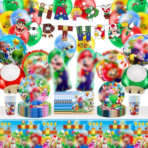 Party Supplies 80 pcs Tableware Set Decoration for Boys - Table Decorations - 80 pcs Include Cups Paper Plates and Napkins for Gamer Party