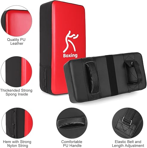 Vista 3 de Odoland Juego de Manoplas de Golpeo y Patadas, Manoplas de Boxeo Almohadillas de Enfoque, Almohadilla de Patada de Taekwondo, Ideal para Boxeo