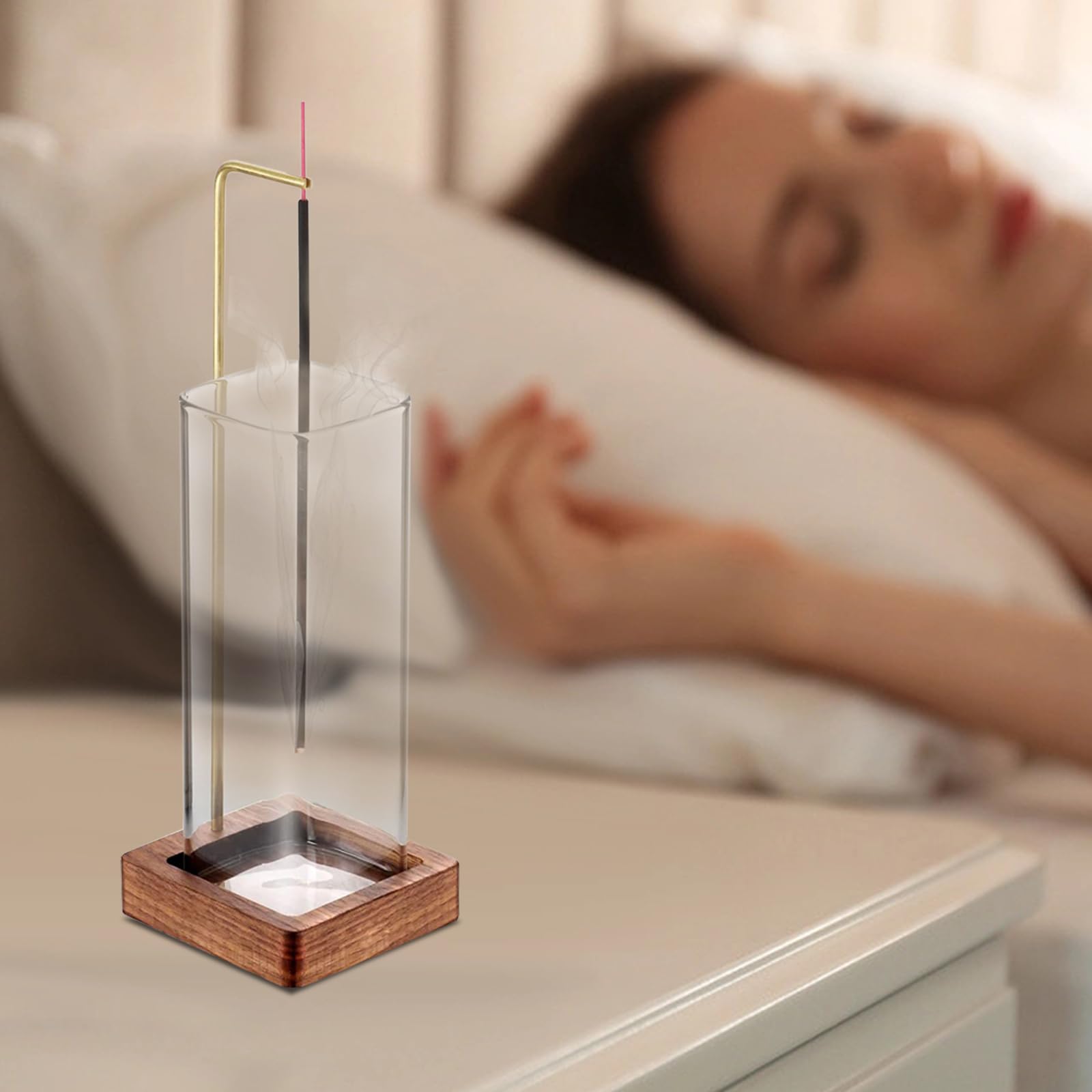 Räucherstäbchenhalter Aus Glas & Holz – Mit Aufbewahrung, Aschefänger, Kopfüber Für Meditation, Yoga, Deko